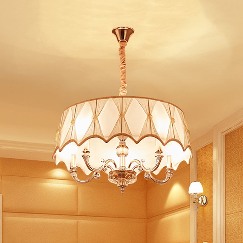 Tissu léger pendant lustre nordique nordique tambour de salon