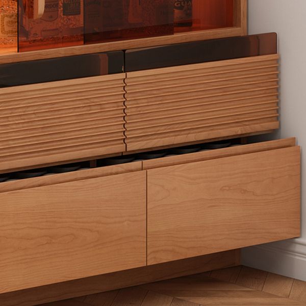 Modern Stone Bar Table with Lockers and Wood Base for Living Room