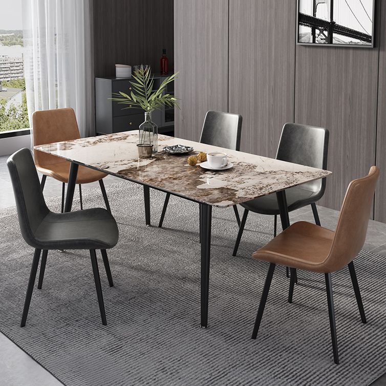 Modern Rectangle Dining Table Sintered Stone 4 Legs Table for Dining Room