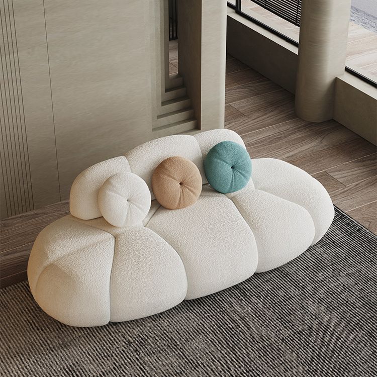 Contemporary Armless Sofa Wool Cloud-Shaped Seating in Cream