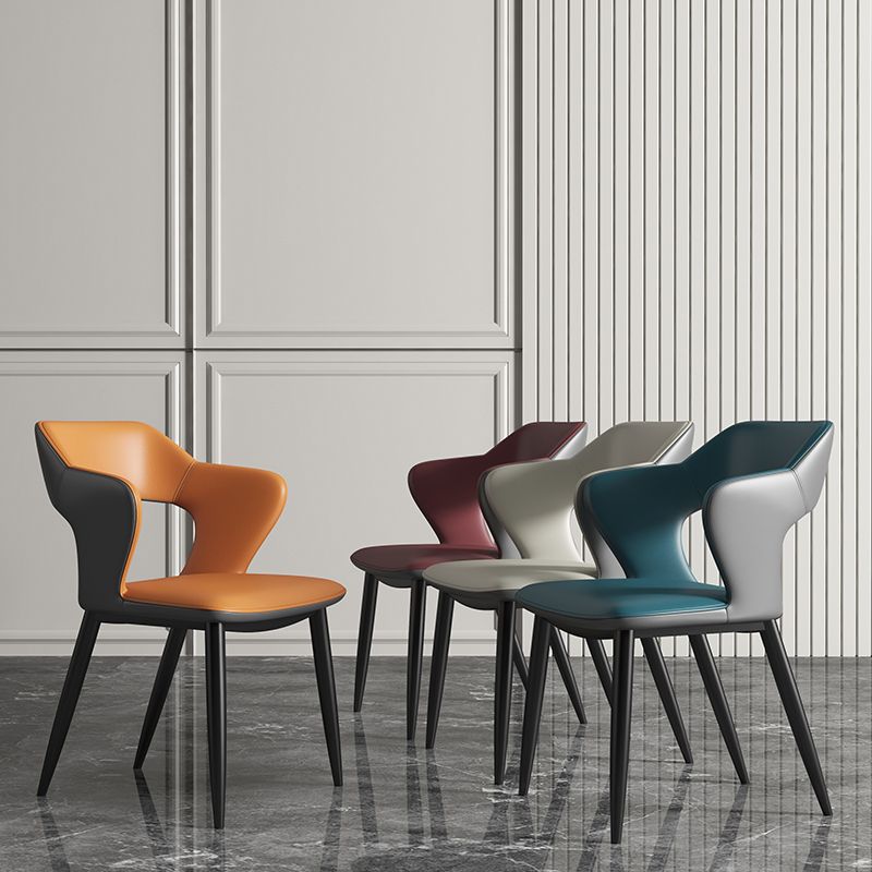 Chaises de salle à manger en métal de style moderne, chaise latérale à bras arrière ouvert pour la cuisine