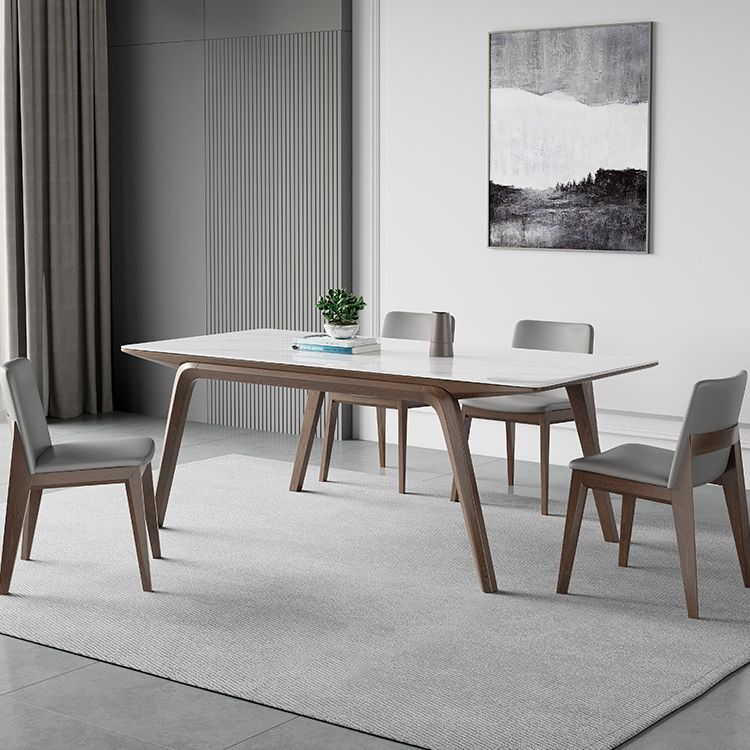 Modern Style Rectangle Table Sintered Stone Table with Wooden Legs for Home Use