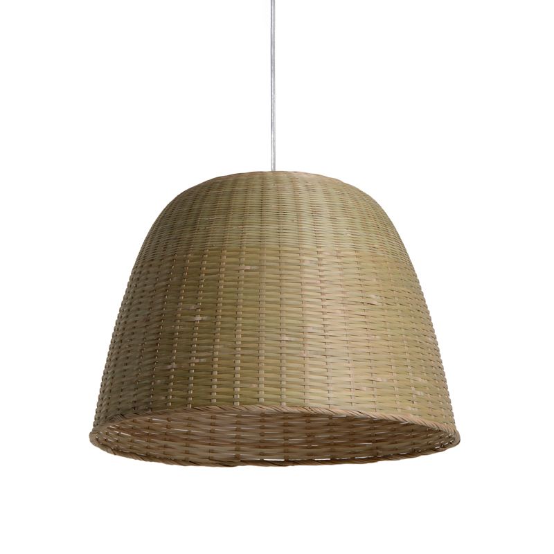 1 Kopf Teenomoom Deckenlampe Asian Flaxen Hanging Leuchte mit gewölbter Bambusschatten