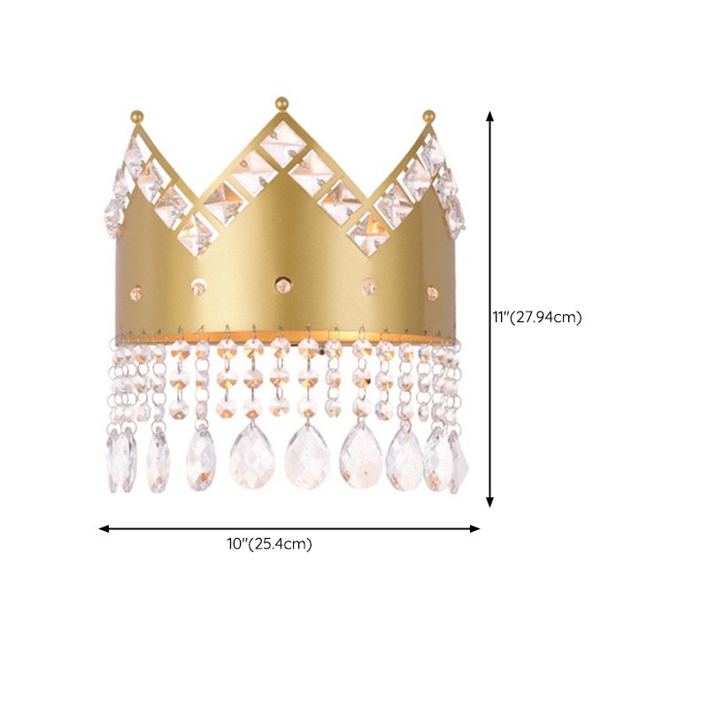 Crown 2 - Light Wall Light Iron and Crystal Post Modern Wall Fixture in Gold