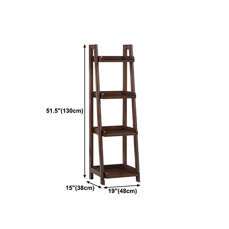 Scandinavian Ladder Bookshelf Vertical Open Ash Bookcase for Living Room