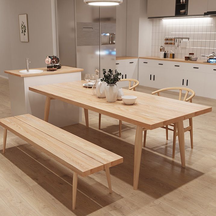 Glam Rectangle Dining Table Wooden Table with Wood Legs for Home Use