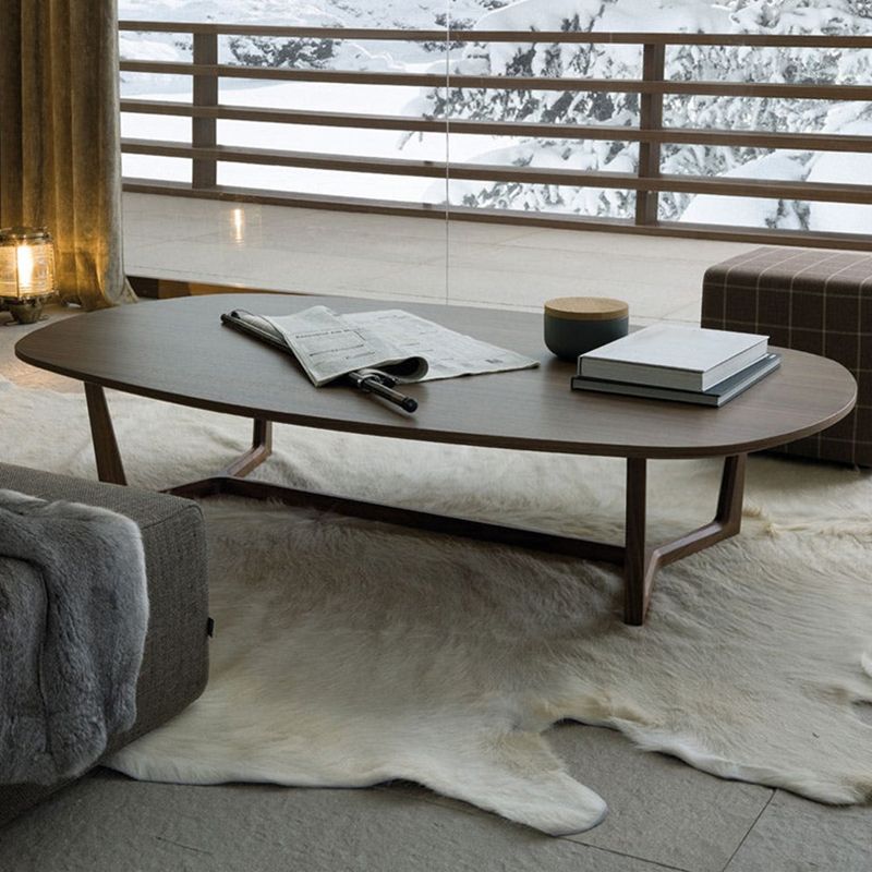 Contemporary Trestle Coffee Table Solid Wood Coffee Cocktail Table