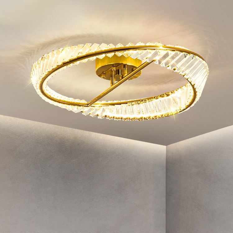 Electroplate Metal LED Ceiling Light in Modern Creative Style Crystal Circular Flush Mount in Gold