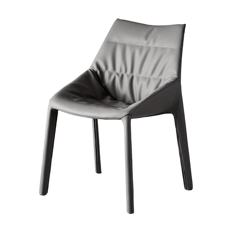 Modern Gray Dining Side Chair Faux Leather Armless Dining Chairs