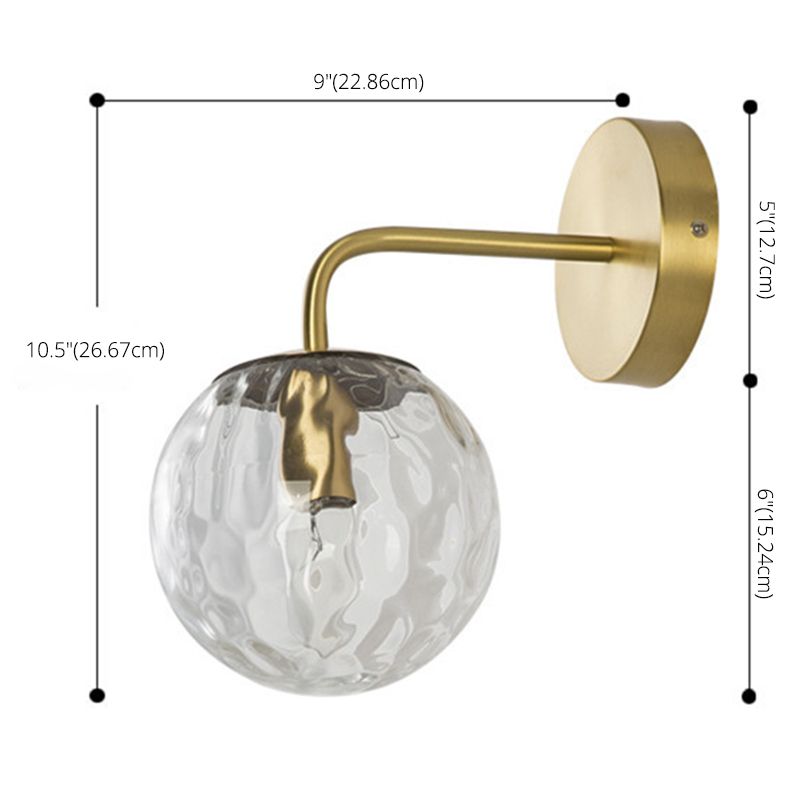 Modern Globe Glass Sconce Light Single Light Metal Wall Lamp in Gold for Dining Room