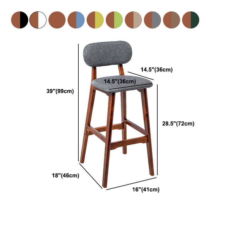 Rubberwood Modern Low Back Stool Matte Finish Upholstered Bar Stools