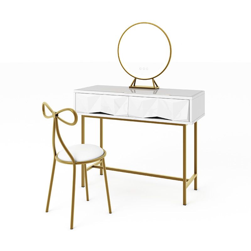 White Vanity Table Glam 33.07" H Dressing Table with Mirror and Stool