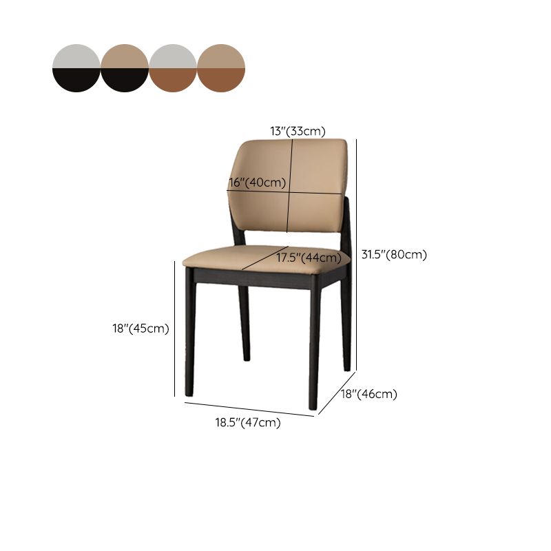 Industrial Upholstered Armless Chair Home Solid Wood Dining Chair