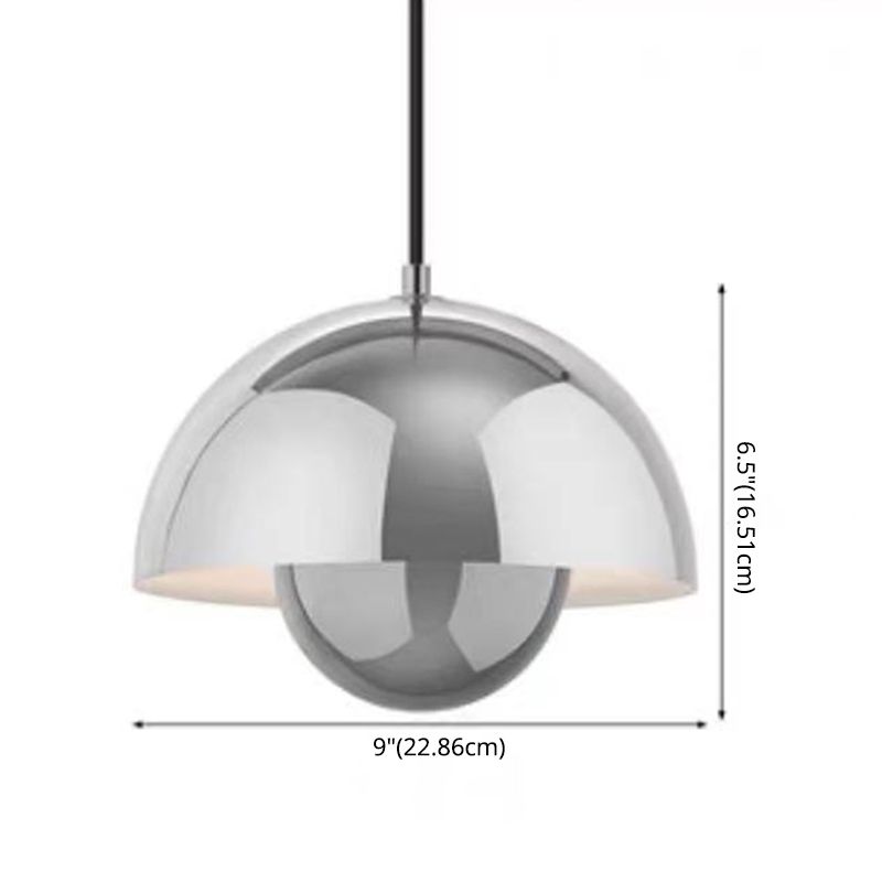 1 Light Semicircle Hanging Light Fixture Nordic Style Aluminum Ceiling Light with Hanging Cord for Restaurant