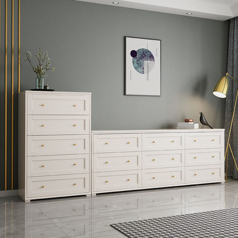 Glam Solid Wood Storage Chest Home Chest in White with Drawers