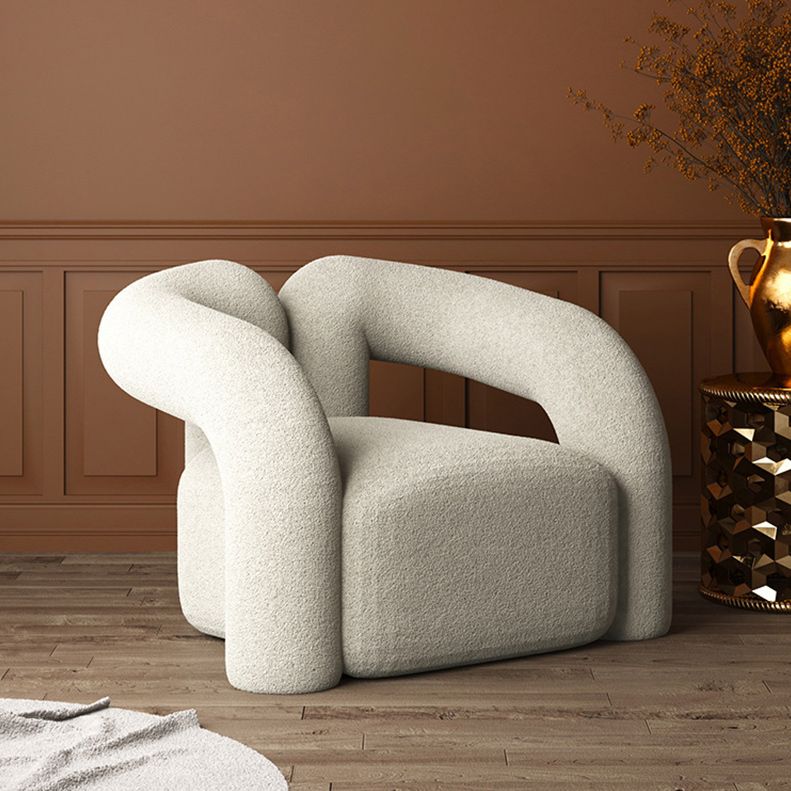 Contemporary White Sofa with Tuxedo Arm and Tight Back in Wool