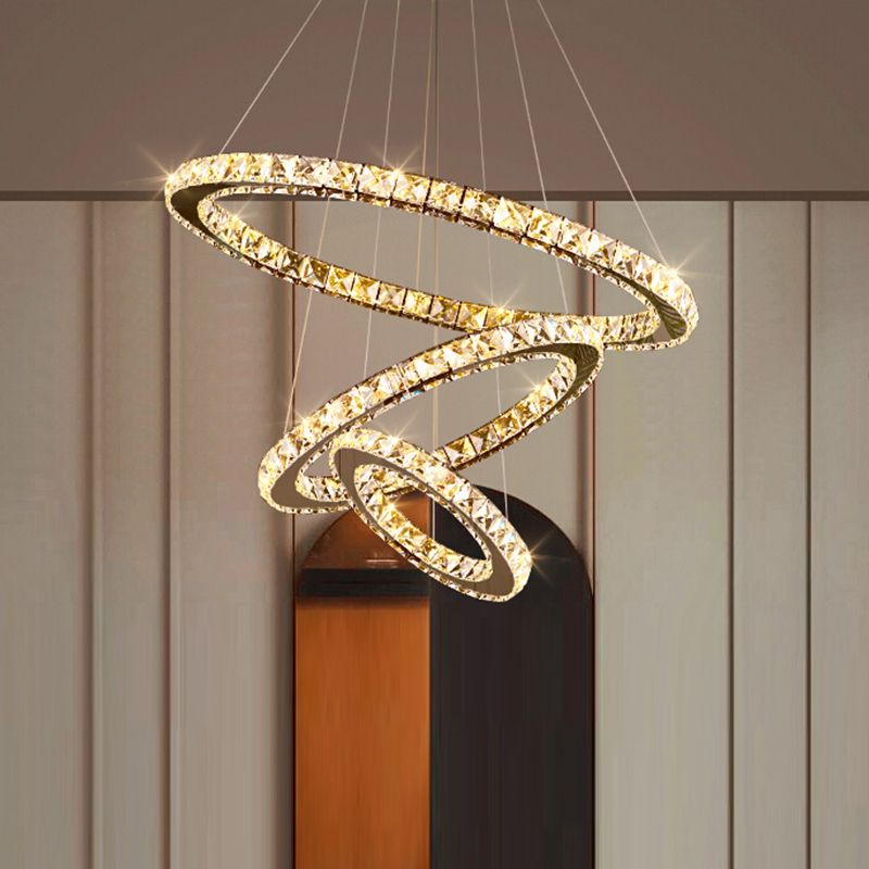 Lampade lampadario moderno ad anello lampada lampadario a più testa con tonalità di cristallo