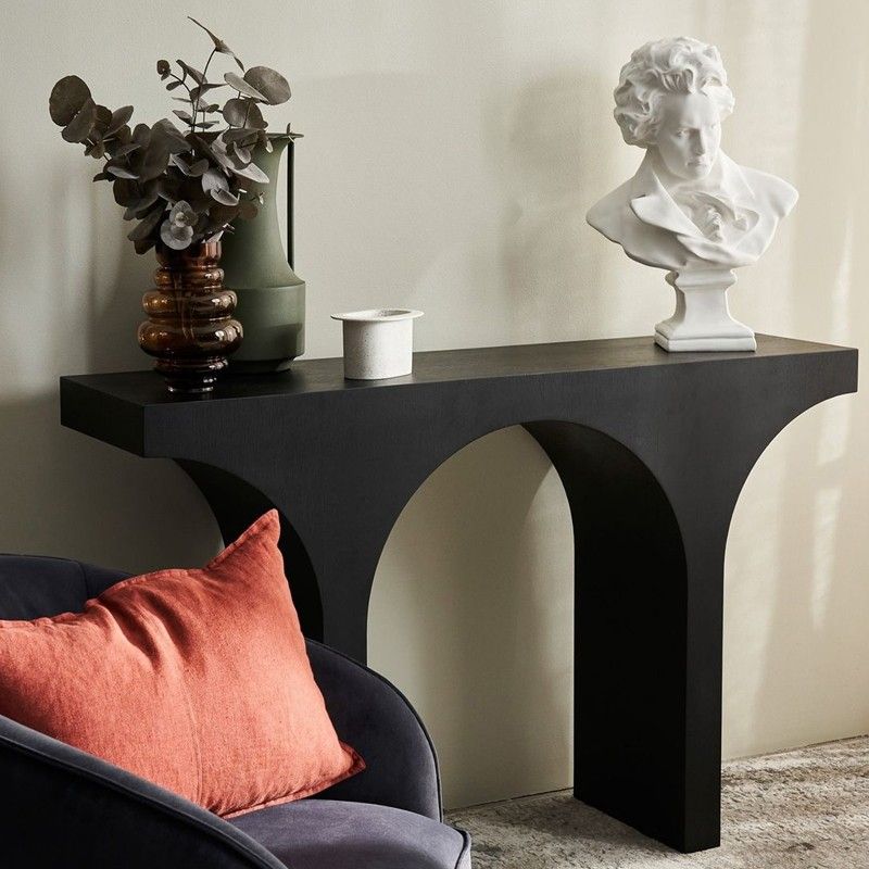 Wood Console Table 33.4 inch High, Hall Sled Console Accent Table