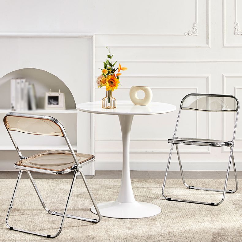 Silla de comedor moderna de metal, silla lateral plegable interior con respaldo abierto