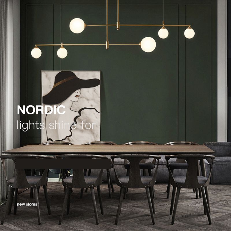 Modern Simple Dining Chandelier Light Round Shade Ceiling Hanging Light for Dining Room