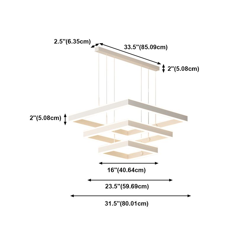 Quadratischer Schatten Kronleuchter Lichter moderne Metall 6-Licht Kronleuchter Beleuchtung in Weiß
