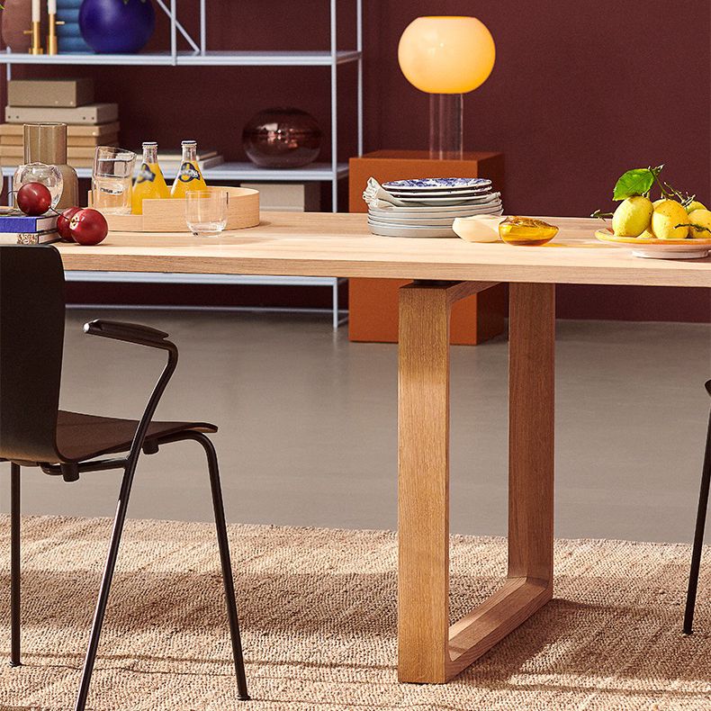 Solid Wood Contemporary Rectangular Table Wood Top Dining Table with Sled Base