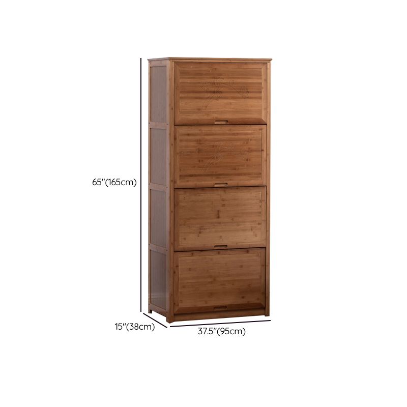 Mid Century Modern  Rectangle Cabinet Brown Accent Cabinet with Doors in Solid Wood