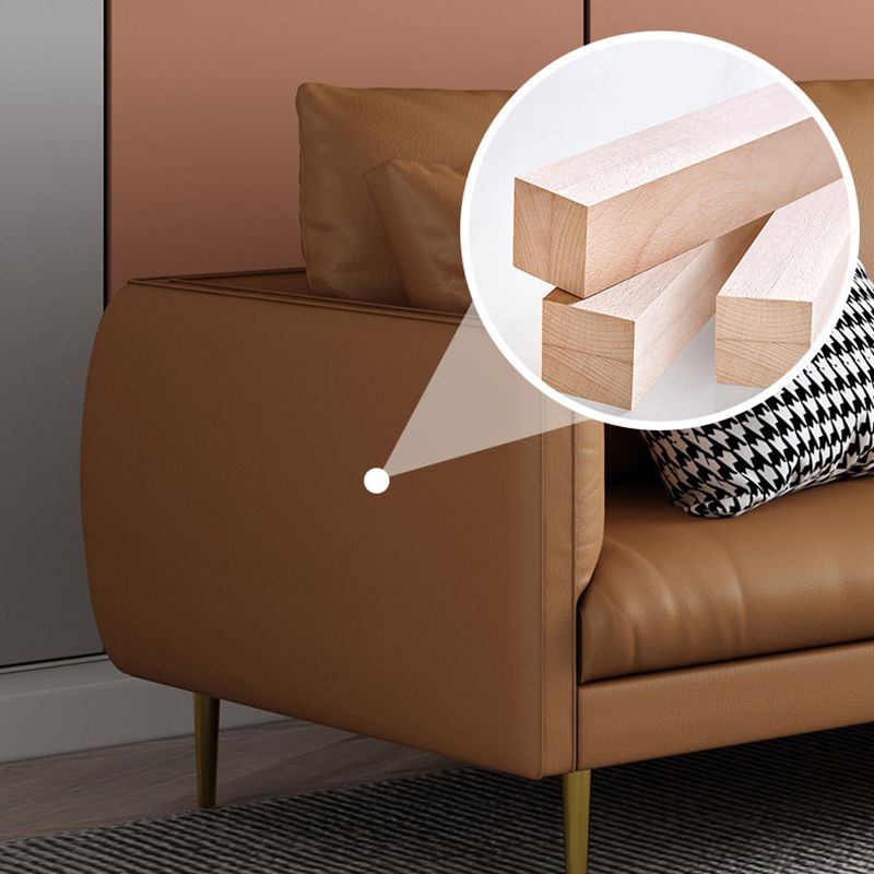 Leather Modern Sofa 33"W  Square Arm Loose Back Sofa for Living Room