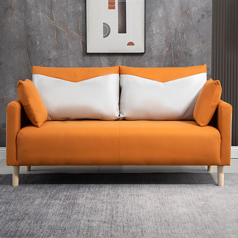 Contemporary Sofa with 2 Pillows Square Arm Living Room Seating