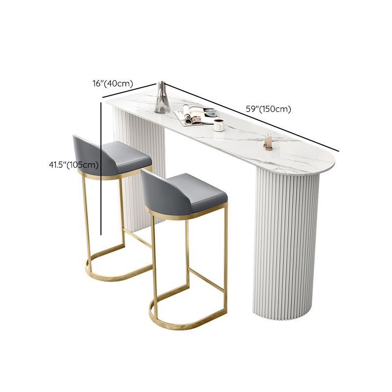 White Colour Bar Wine Table Stone Bar Dining Table with Double Pedestal