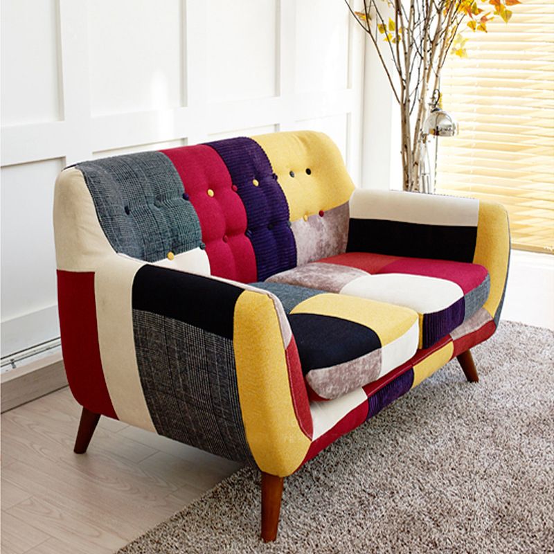 Flared Arm Sofa Cotton Stain Resistant Settee for Living Room