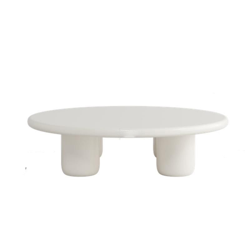Round Wood Simple Coffee Table Nordic 4 Legs Cocktail Table - 13.8" H