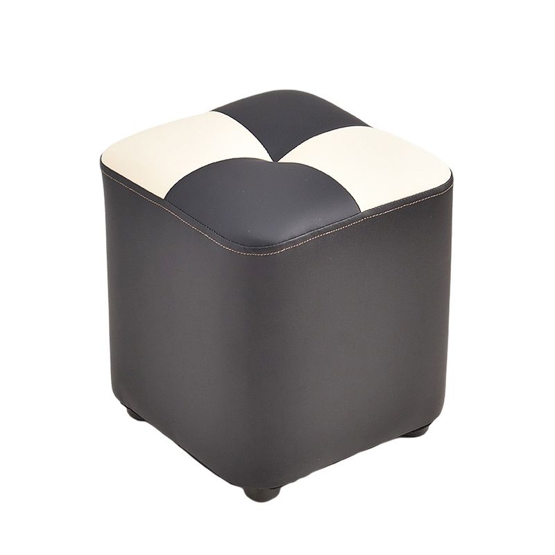 Modern Faux Leather Ottoman Color Block Tufted Square Chair Ottoman
