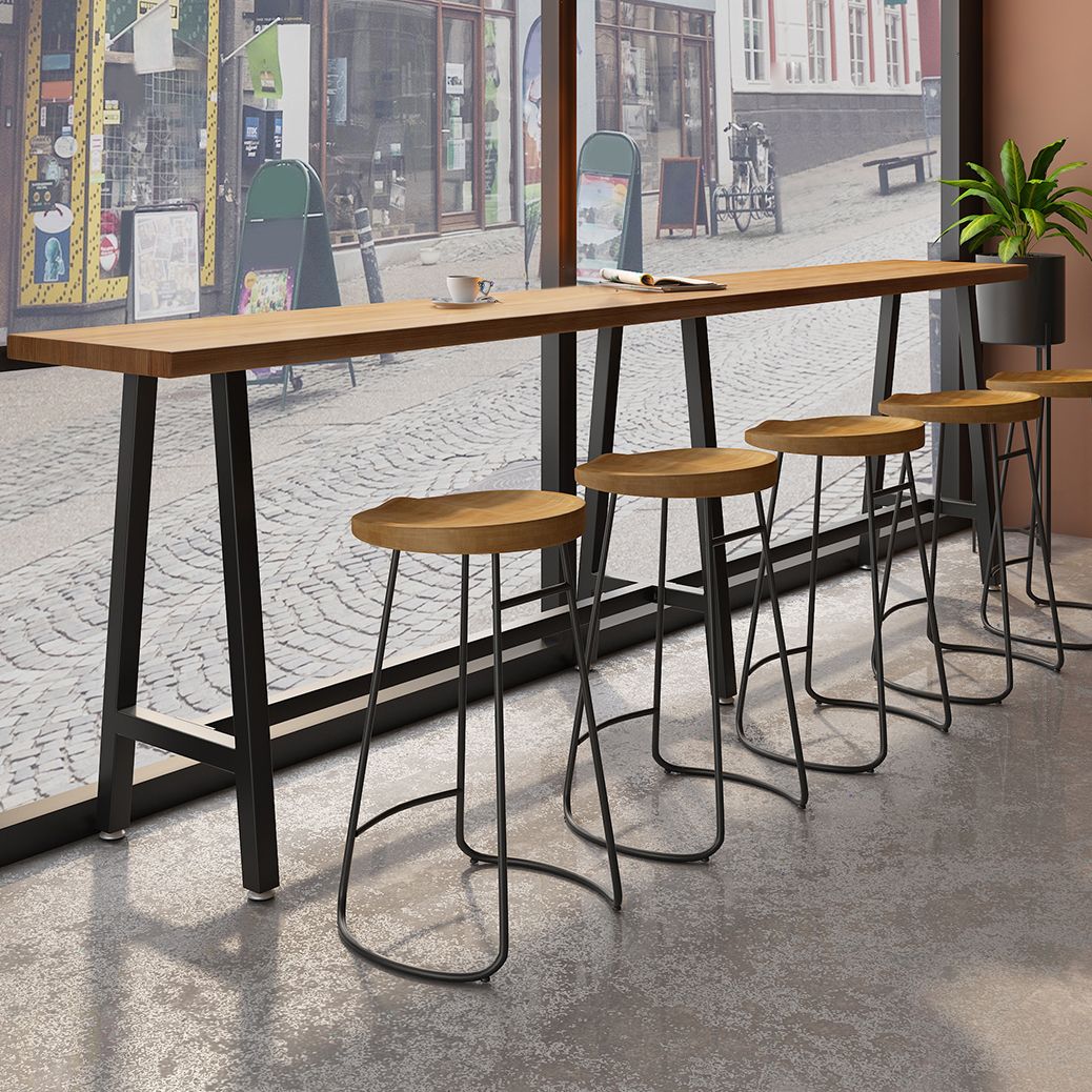Contemporary Indoor Bar Dining Table Metal and Wood Bar Stool Table