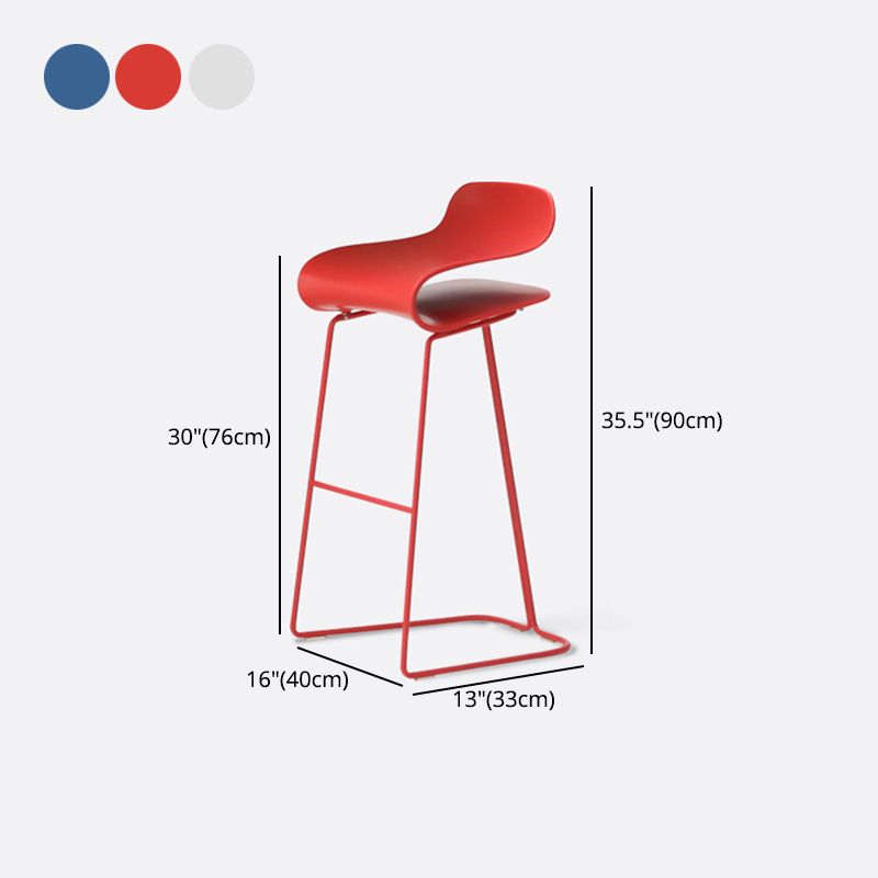 Contemporary Footrest Low Back Barstool Plastic Matte Finish Coffee Shop Stool
