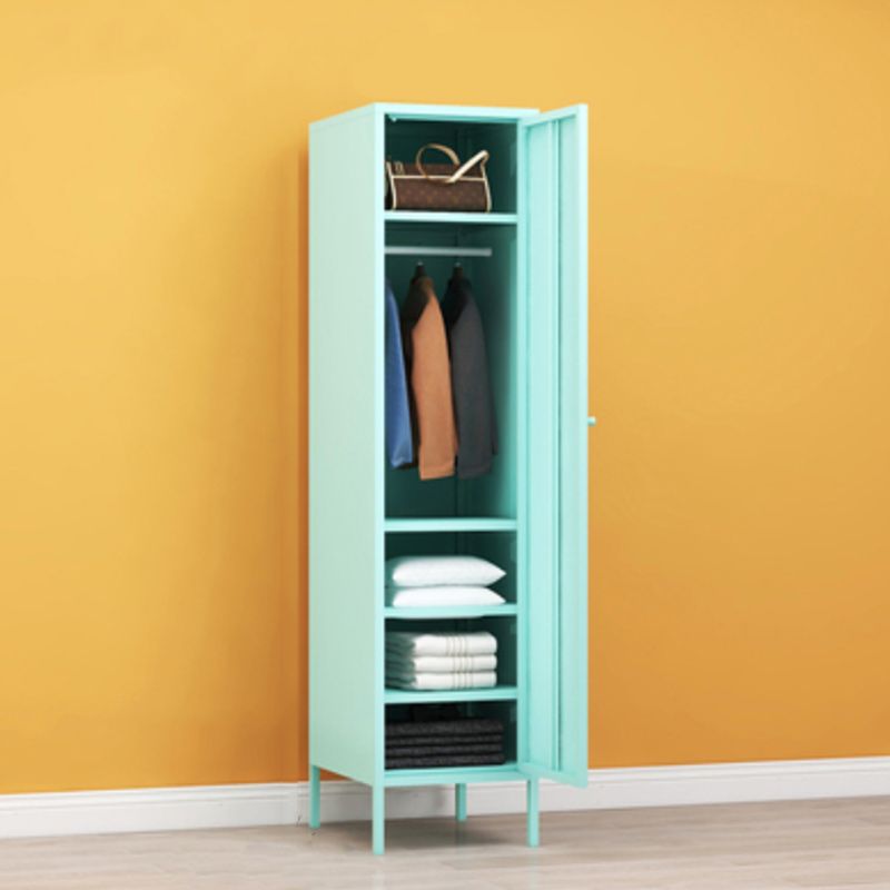 Matte Finish Cabinet with Garment Rod Contemporary Metal Storage Cabinet with Hinged Door