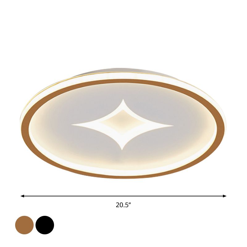 Round Flush Mount Lamp Simple Acrylic Black/Gold LED Flushmount Lighting in Warm/White Light for Bedroom