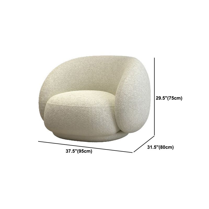 31.49" Wide Wool Curved Sofa White Contemporary Tuxedo Arm Sofa