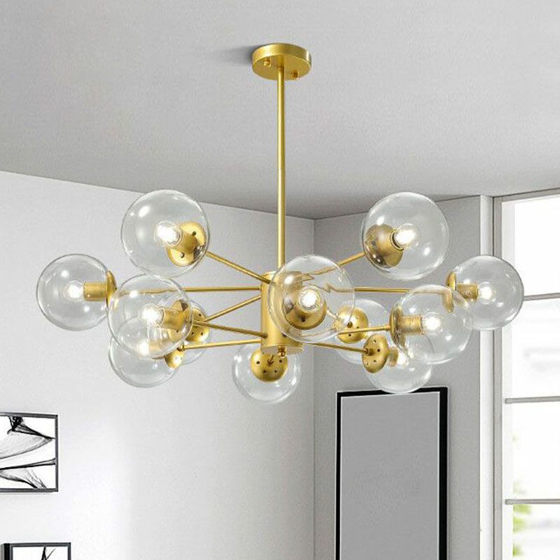 Gold Ball Chandelier Light Fixture Postmodern Glass Suspension Lighting for Living Room