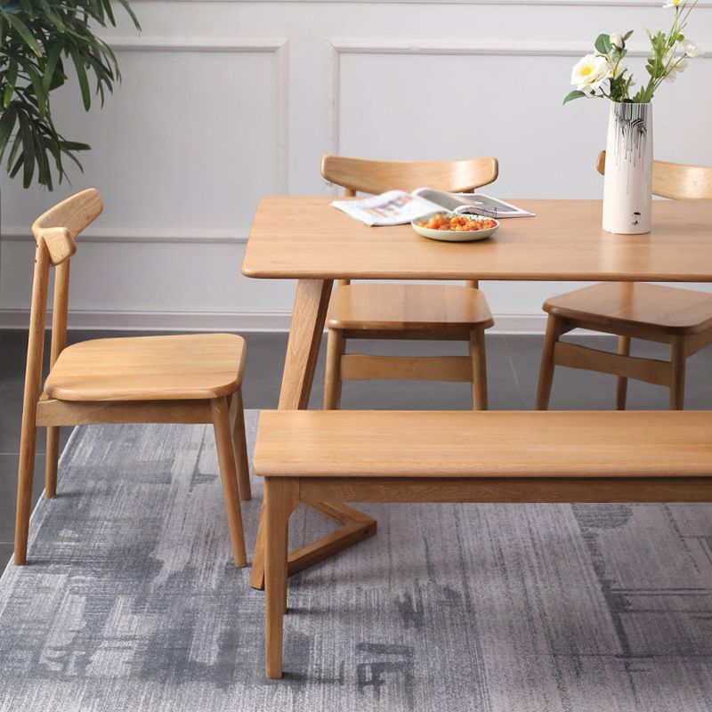 Rectangle White Oak Solid Wood Table Modern Dining Table Double Pedestal for Restaurant