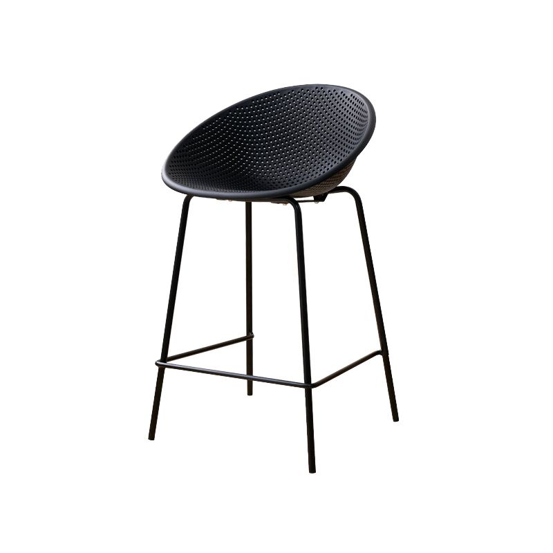 Nordic Backrest Counter Stool with Metal Base Plastic Armless Bar Chair with 4 Legs