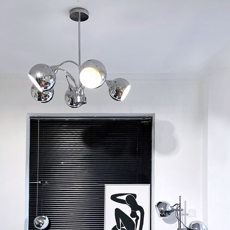 Postmodern Style Chandelier Light Metal Pendant Light in Silver for Living Room