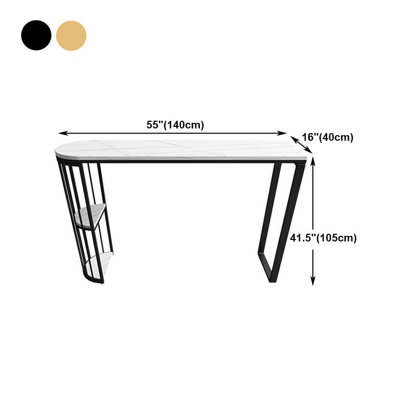 White Stone Bar Dining Table Traditional Luxury Bar Table with Sled Base