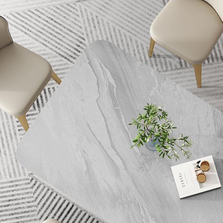 Glam Style Dinner Table Stone Rectangle Dining Site Table in White