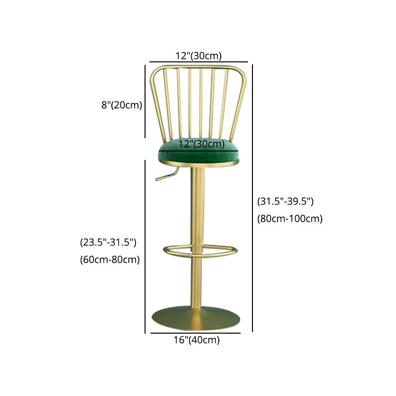 Contemporary Metal Bar and Counter Stool Low Back Stool with Pedestal Base in Gold
