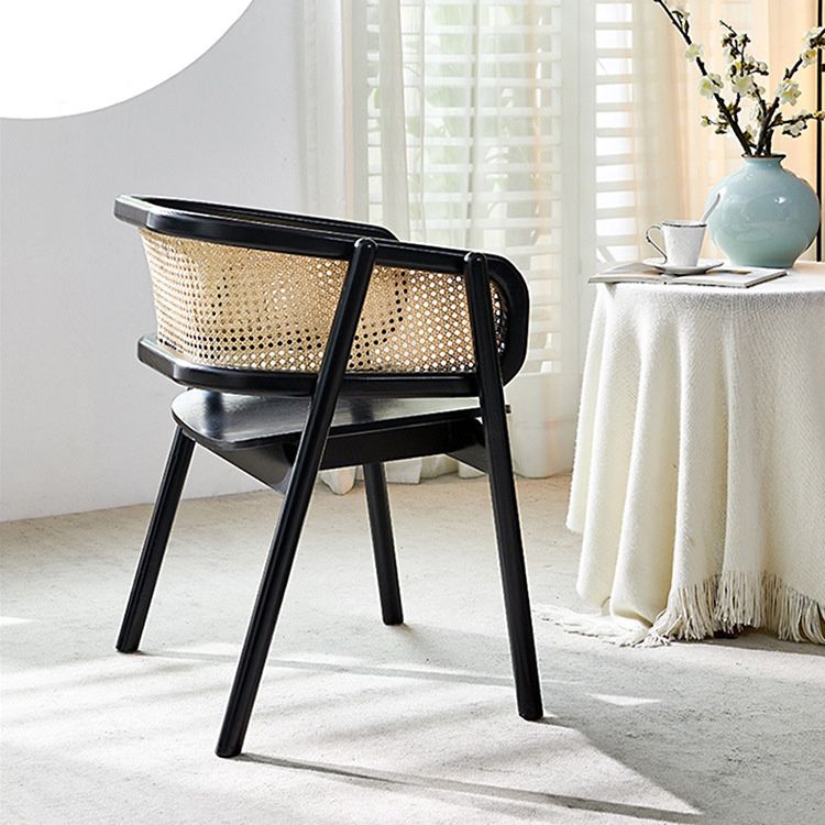 Solid Wood Arm Chair Modern Open Back Dining Chair for Living Room