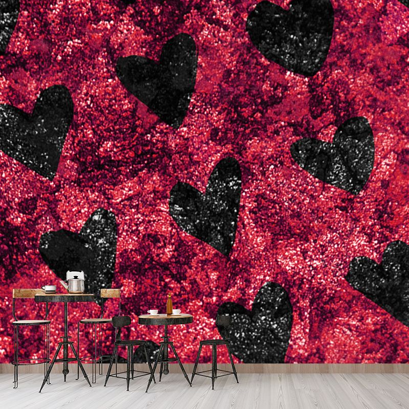 Moderne liefdevolle hartprint muurschildering zachte kleuren folie wanddecoratie voor meisjesslaapkamer