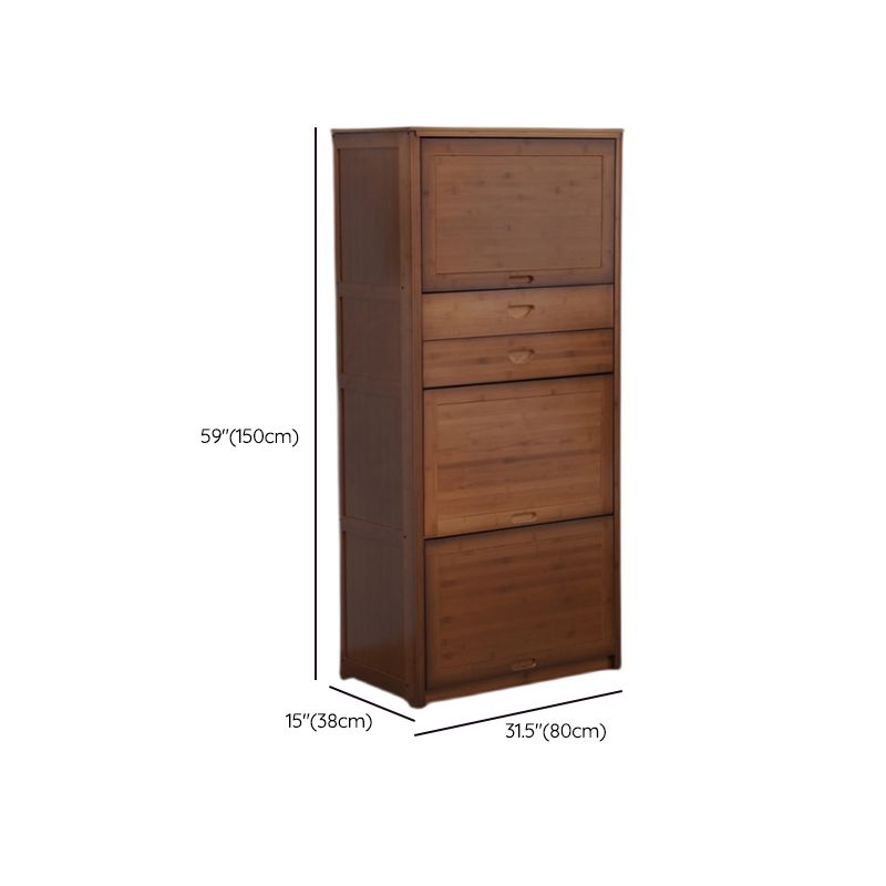 Mid Century Modern  Rectangle Cabinet Brown Accent Cabinet with Doors in Solid Wood