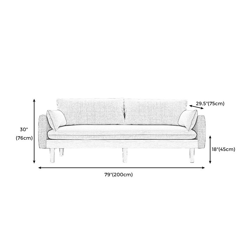 Stoff grau 3-Sitz-Quadratarmsofa Nordic mit 2 Kissen Liebeseat