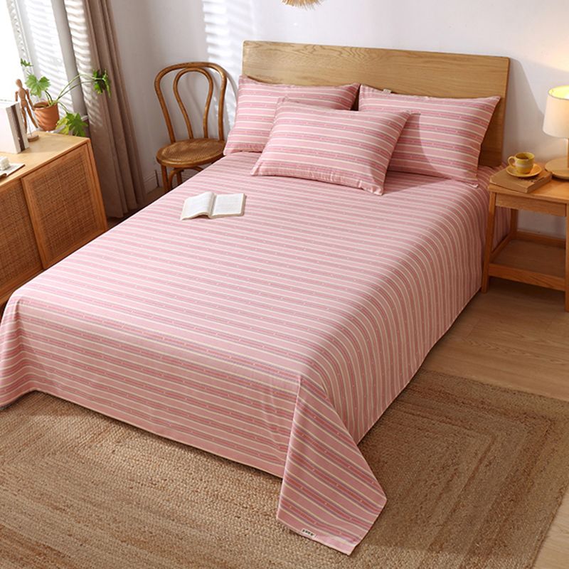 Wrinkle Resistant Sheet Color Block Non-Pilling Breathable Cotton Soft Bed Sheet Set